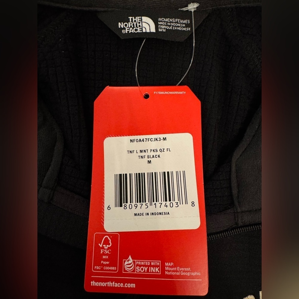 North Face Black Mountain Peaks Quarter Zip Pullover Fleece Womens Sz M w/ Logo - Picture 4 of 4
